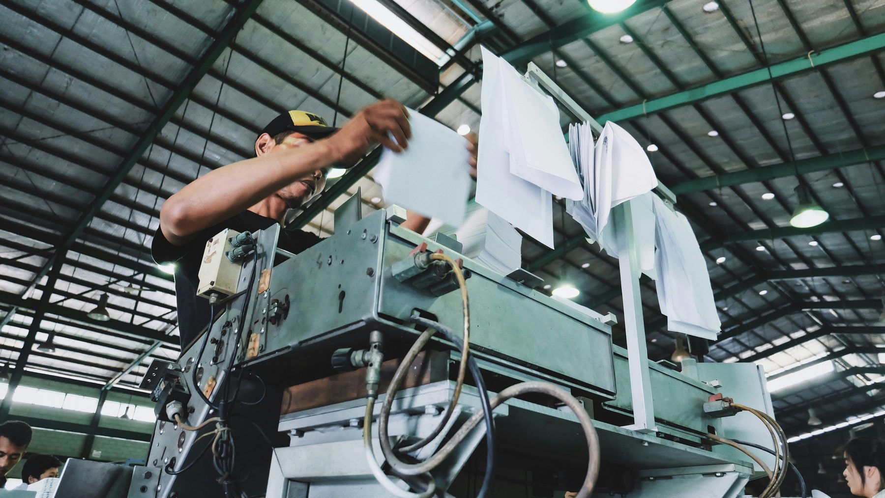 Paper production machinery in operation