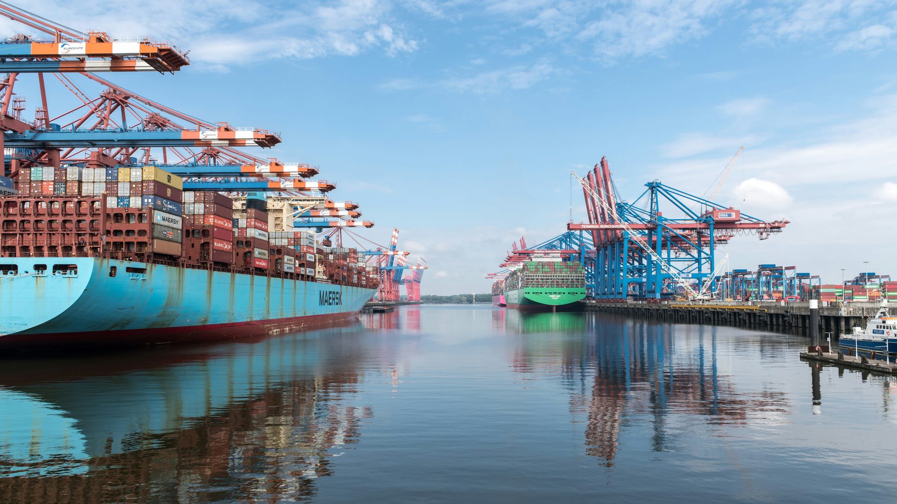 Container ships and cranes at an international port